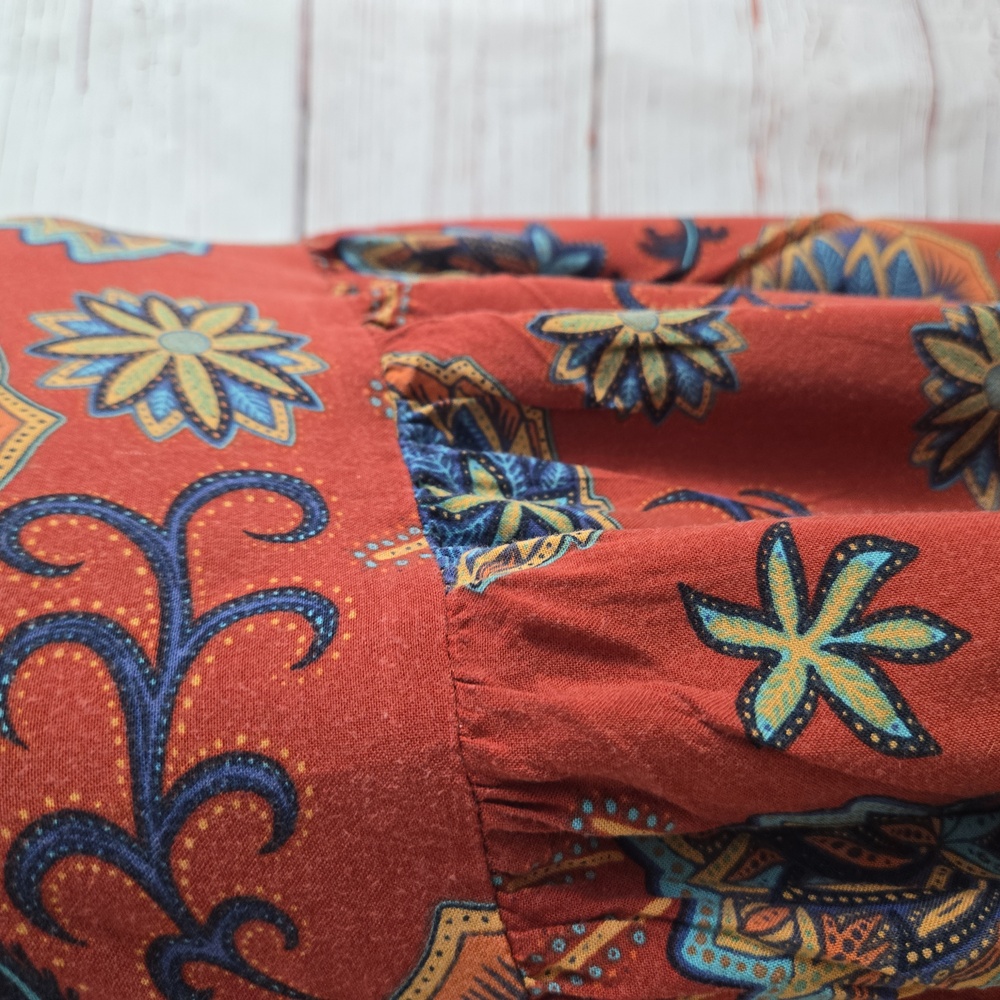 Roxy Boho Floral Midi Dress Spaghetti Strap Rust Orange Size XS - Picture 11 of 14